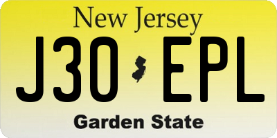NJ license plate J30EPL