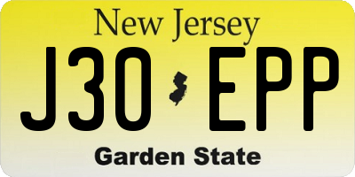 NJ license plate J30EPP