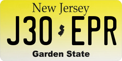NJ license plate J30EPR