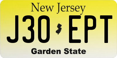 NJ license plate J30EPT