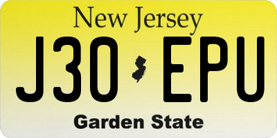NJ license plate J30EPU
