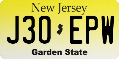 NJ license plate J30EPW