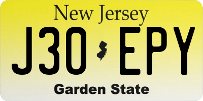NJ license plate J30EPY