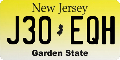 NJ license plate J30EQH