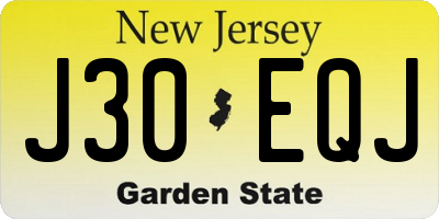NJ license plate J30EQJ