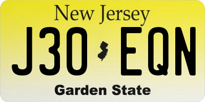 NJ license plate J30EQN