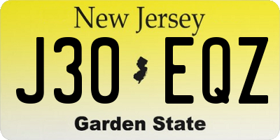 NJ license plate J30EQZ