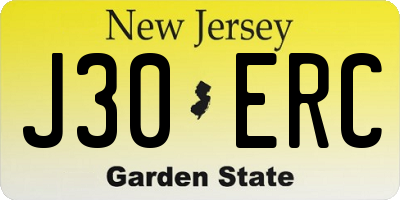NJ license plate J30ERC