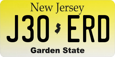 NJ license plate J30ERD