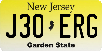 NJ license plate J30ERG