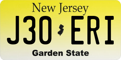 NJ license plate J30ERI