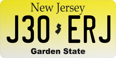 NJ license plate J30ERJ