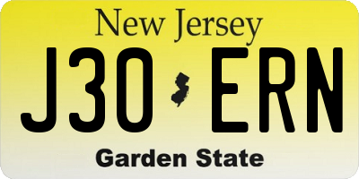 NJ license plate J30ERN