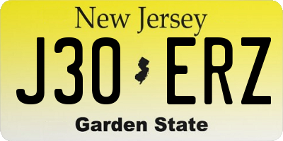 NJ license plate J30ERZ