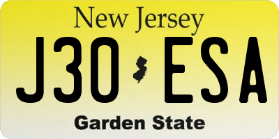NJ license plate J30ESA