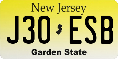 NJ license plate J30ESB
