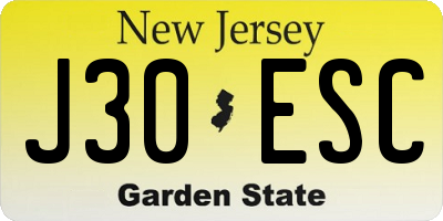 NJ license plate J30ESC