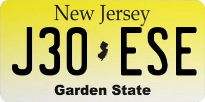 NJ license plate J30ESE