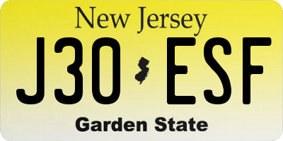NJ license plate J30ESF