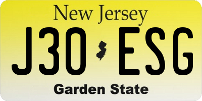 NJ license plate J30ESG