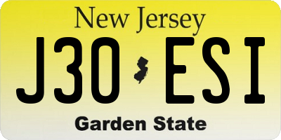 NJ license plate J30ESI