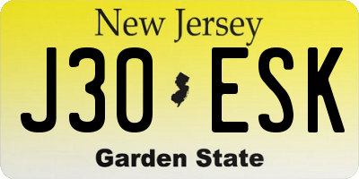 NJ license plate J30ESK