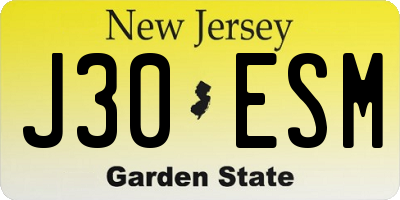 NJ license plate J30ESM