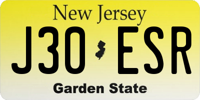 NJ license plate J30ESR