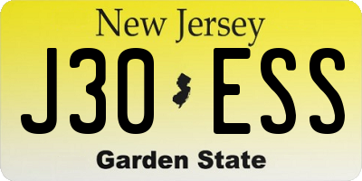 NJ license plate J30ESS
