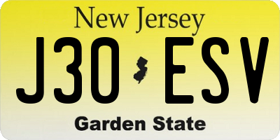NJ license plate J30ESV