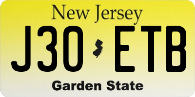 NJ license plate J30ETB
