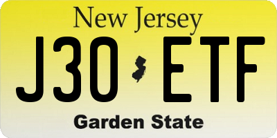 NJ license plate J30ETF