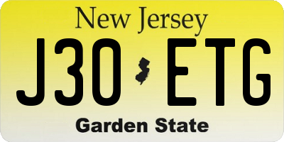 NJ license plate J30ETG