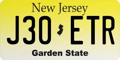 NJ license plate J30ETR