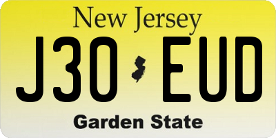 NJ license plate J30EUD