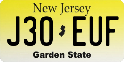 NJ license plate J30EUF