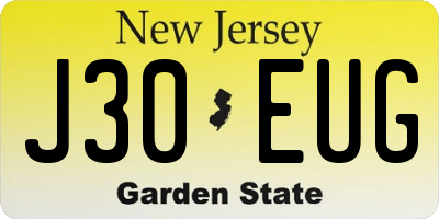 NJ license plate J30EUG