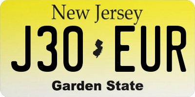 NJ license plate J30EUR