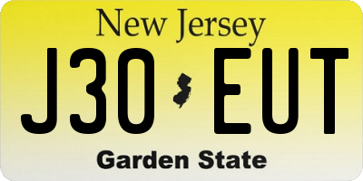 NJ license plate J30EUT
