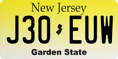 NJ license plate J30EUW