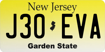 NJ license plate J30EVA