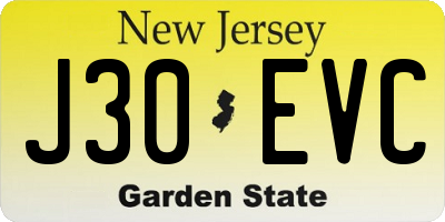 NJ license plate J30EVC
