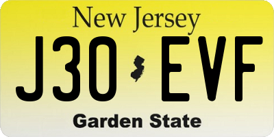 NJ license plate J30EVF