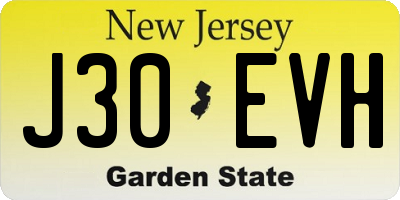 NJ license plate J30EVH