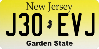 NJ license plate J30EVJ