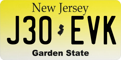 NJ license plate J30EVK