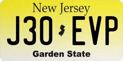NJ license plate J30EVP
