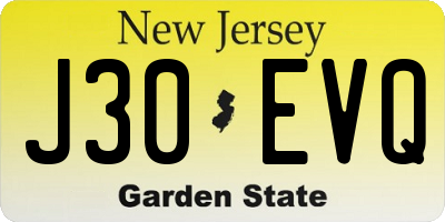 NJ license plate J30EVQ