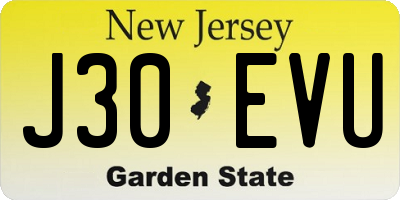 NJ license plate J30EVU