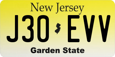 NJ license plate J30EVV